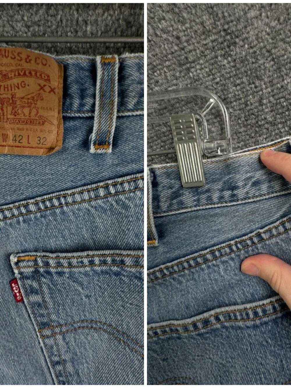 VTG Levi’s 501 Button Fly Denim Jeans Blue ACTL 38x27 Red Tab USA Classic Adult